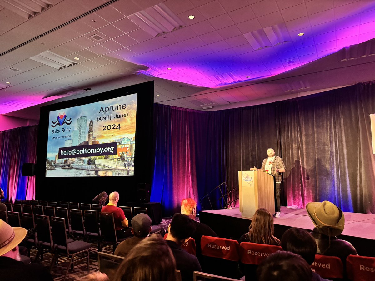 sergyenko's tweet image. 📢Officially announced #BalticRuby conference from the stage of #RubyConf 

📡Stay tuned as it&apos;s happening next year in Malmo, Sweden in between of April and June 2024(we call it #Aprune)

📨 to hello@balticruby.org for more details 🙏
