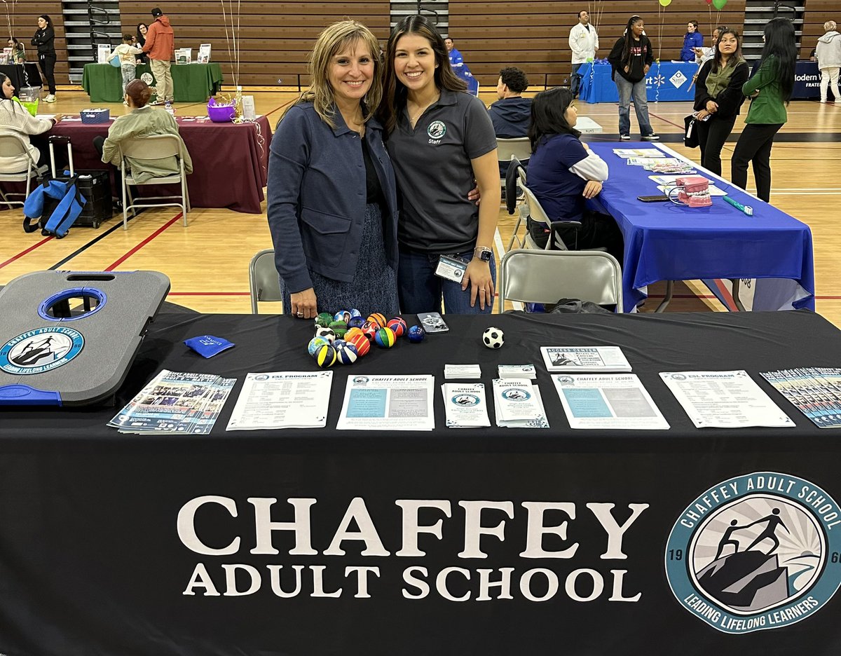 We are Here at Rancho Cucamonga Middle School’s Resource Fair! Come by and learn all about <a href="/Chaffey_Adult/">Chaffey Adult School</a> amazing programs and play corn hole to win a stress ball! <a href="/CucamongaSD/">Cucamonga School District</a>