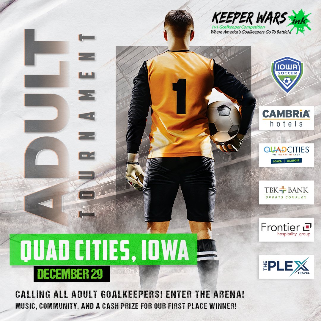 We are 45 days out from our indoor goalkeeper competition; players will battle it out at this National Qualifying event to reserve a spot at our National Championship.

Learn more at:
keeperwarsink.com/iowa-december-…