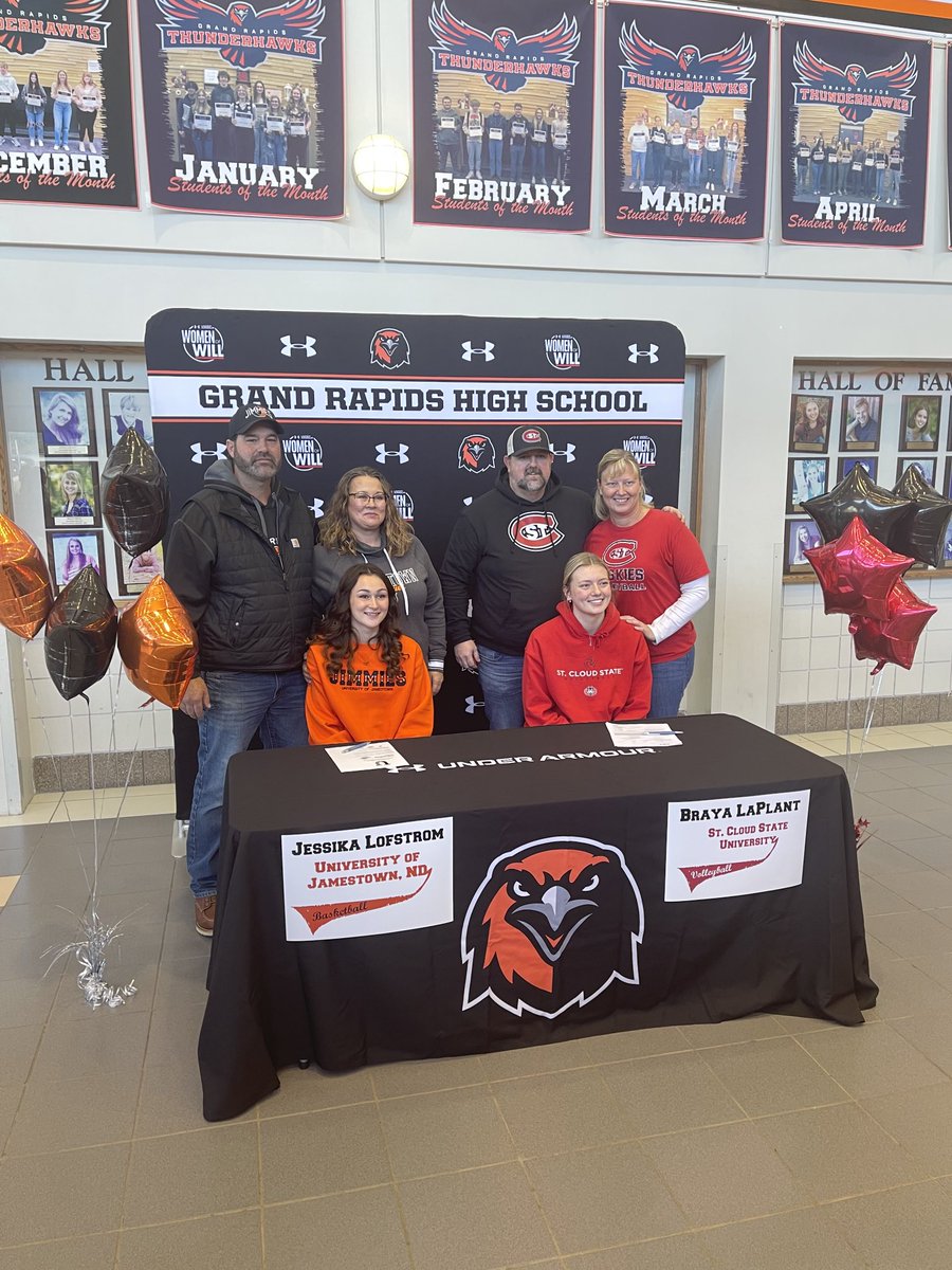 Congratulations to Jessica Lofstrom and Braya LaPlant for signing their commitment to play at The University of Jamestown and St. Cloud State University. Great players , Great people,Great Futures!