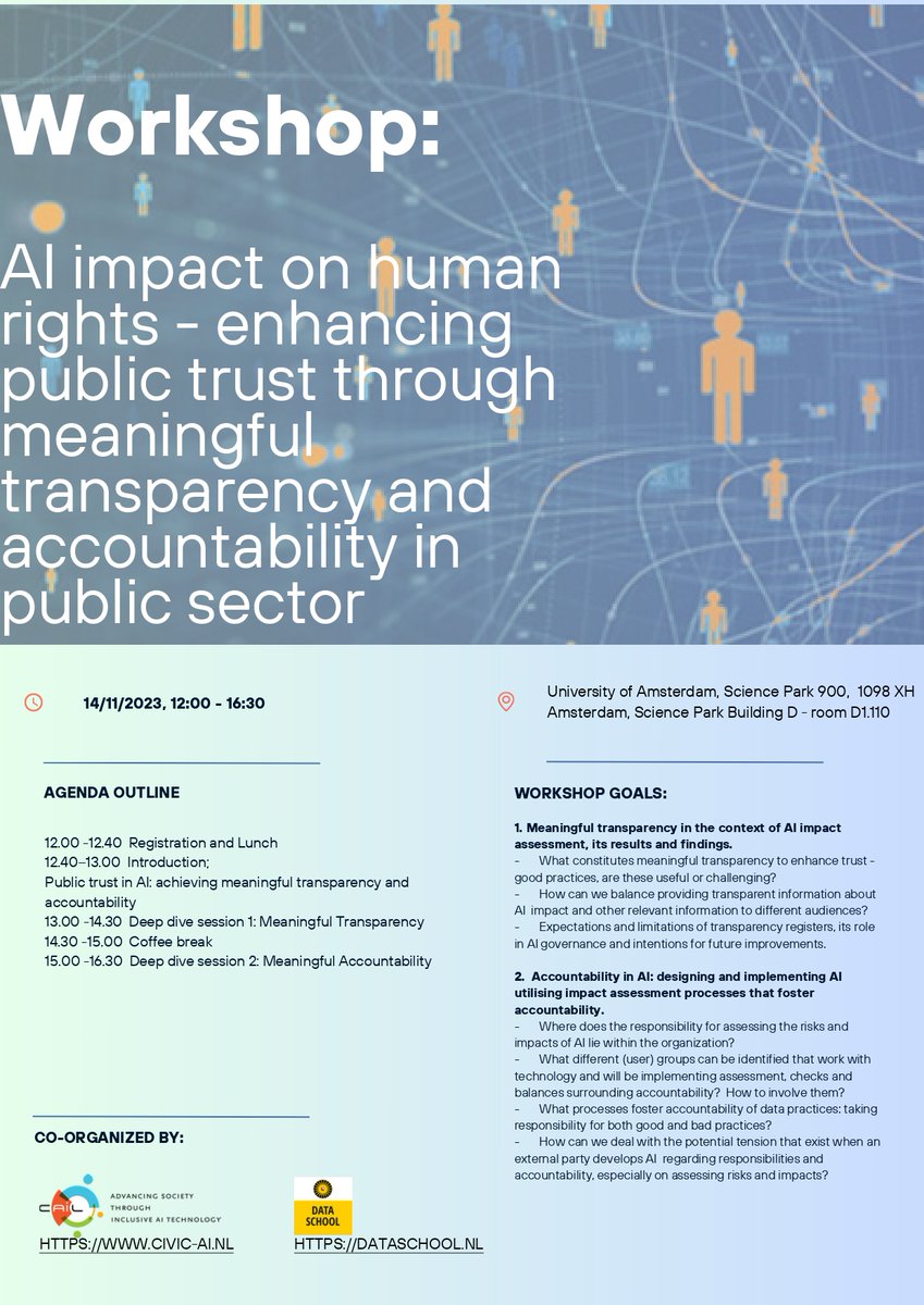 Yesterday we held the second workshop. @SennayGhebreab gave the welcome note. Besides, we were delighted with 30 participants from government institutions, municipalities and academia that exposed really interesting discussions!👀✅
#CivicAILab #SIAS