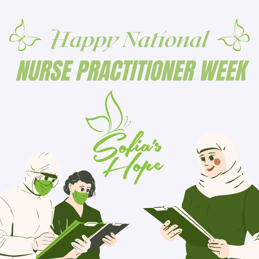 Happy National Nurse Practitioner Week! Thank you to all of the outstanding Nurse Practitioners who give their all every single day. Your hard work does not go without recognition from Sofia's Hope 💚🩺

#NursePractitionerWeek
#NursePractitioners
#ChildhoodCancerAwareness