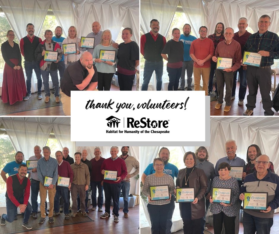 HabitatChes's tweet photo. Thank you ReStore volunteers! 💙 The @HFHCReStore plays a critical role in helping us raise funds to build homes for families here in Central Maryland. Staff celebrated some of our most dedicated volunteers this week - we couldn't do it without you! 
📍Elkridge Furnace Inn https://t.co/LQ0Y4n6yCE