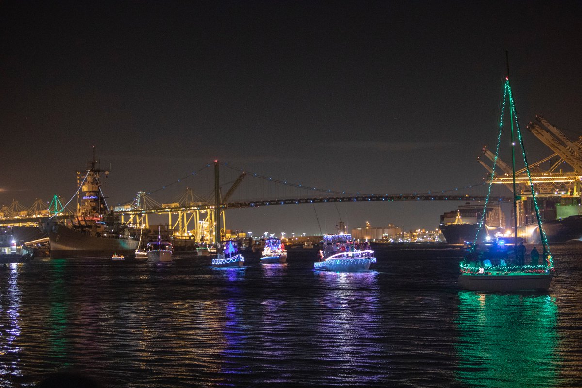 PortofLA's tweet photo. The #PortofLA is proud to sponsor the L.A. Harbor Holiday Afloat Parade on Saturday, Dec. 2, at 6 p.m. Boats depart from @LAMaritime and travel along the Main Channel, celebrating the theme of "Light Up The Holidays" with @TimMcOskerLA as grand marshal. https://t.co/VdhkEDwnQD https://t.co/GAipiOWEtP