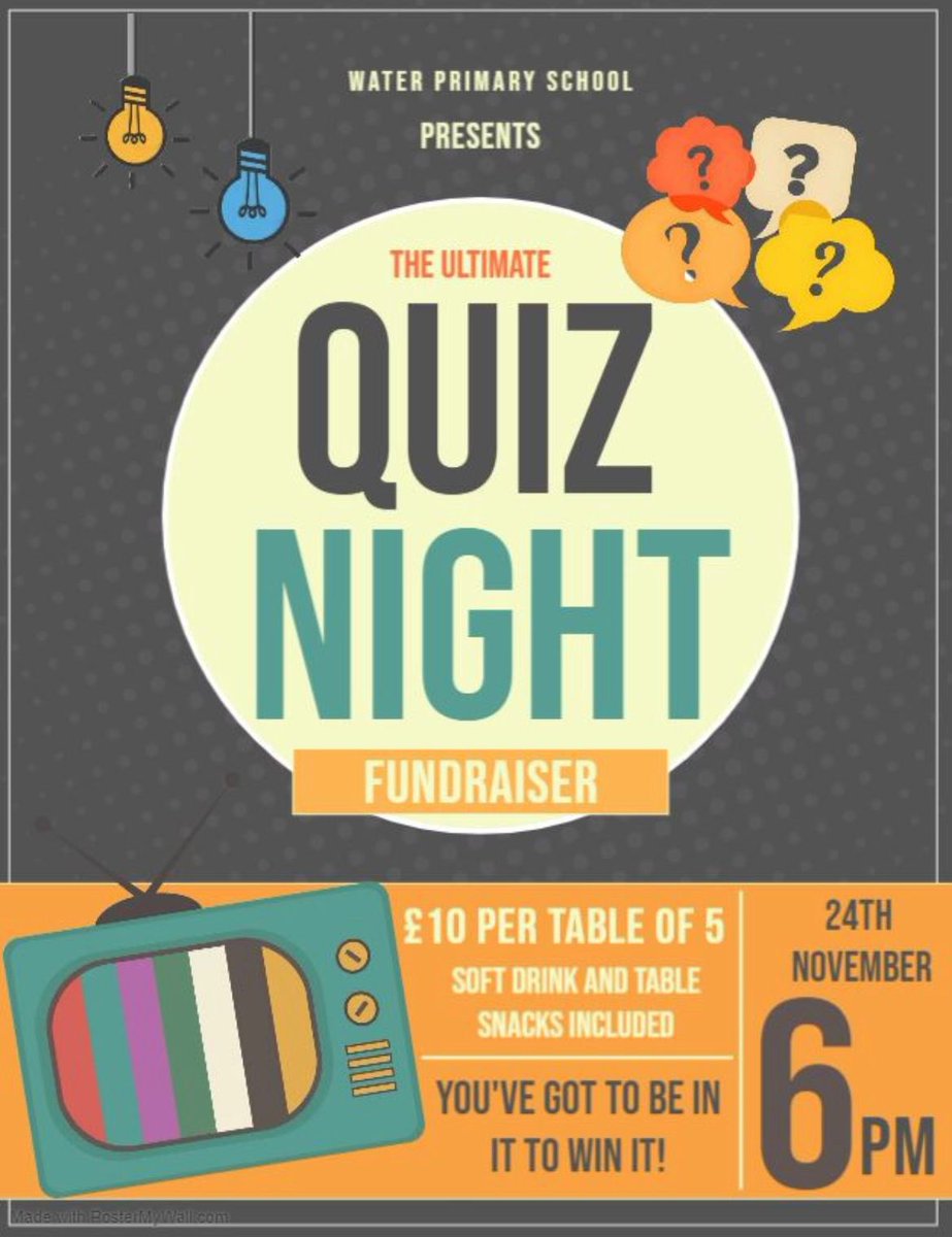Waterprimary's tweet photo. We still have tickets available for our quiz night! All money raised will support our young voices!! https://t.co/0zjHS0kiVh