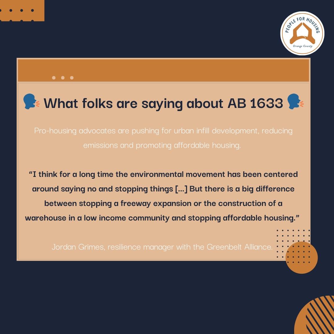 HousingOC's tweet photo. AB 1633 is a game-changer for housing in California. It puts an end to inappropriate abuse of the CEQA and ensures clarity, predictability, and protection for developers. 🏡💚 #AB1633 #HousingForAll #UrbanDevelopment https://t.co/fqLLlCvHNJ