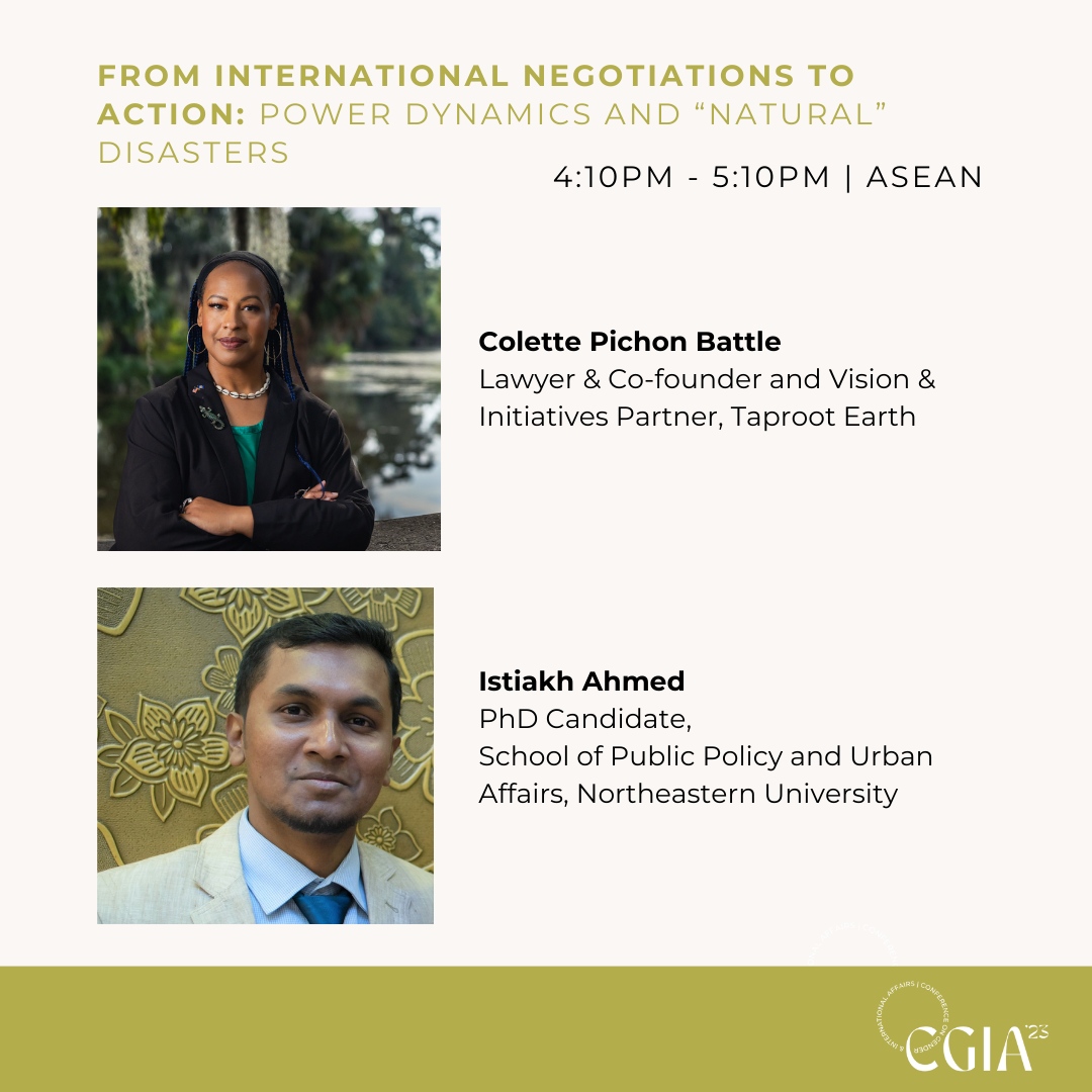 CgiaFletcher's tweet photo. Join us this weekend for our climate panel: From International Negotiations to Action: Power Dynamics and “Natural” Disasters.

Learn more via our Instagram: https://t.co/uff52gAgM2

@thefletcherschool @tuftsuniversity #fletchercgia #cgia2023 #tuftsuniversity #powerpolicyprogress https://t.co/vOertUcSvZ