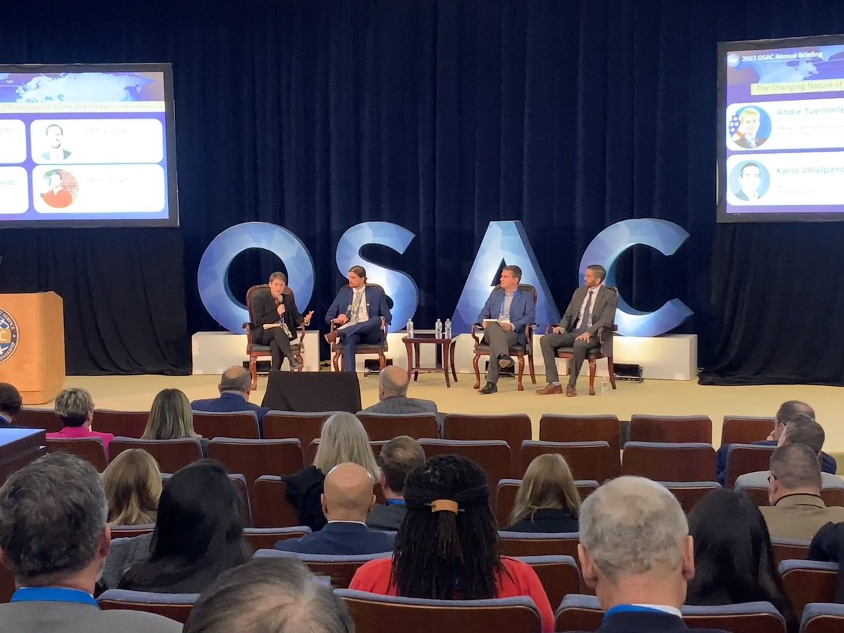 OSACstate's tweet photo. Talking “Transnational Crime and Unrest in Latin America” with security directors from First Brands Group, @universityofky and OSAC Analysts. #OSACweek #LatAm #LatAmSecurity https://t.co/Bt1CxE6Ppt