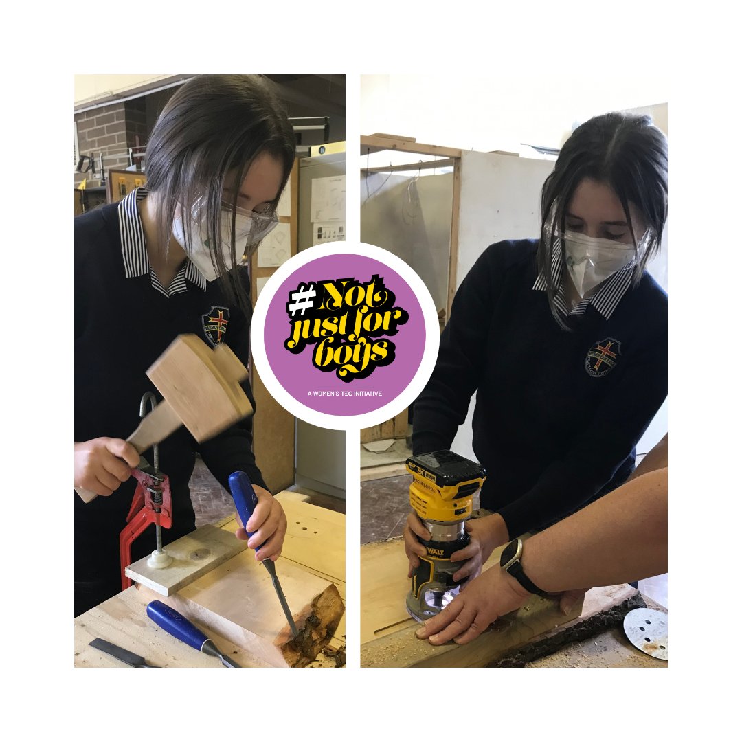 Our Mercy students are making various intricate wooden projects like jewellery stands and coat hook displays that they will sell at our Christmas Craft Fair!! We've already got our eye on which items we want to buy! 😍 #womenstec #notjustforboys #craftfair #christmas