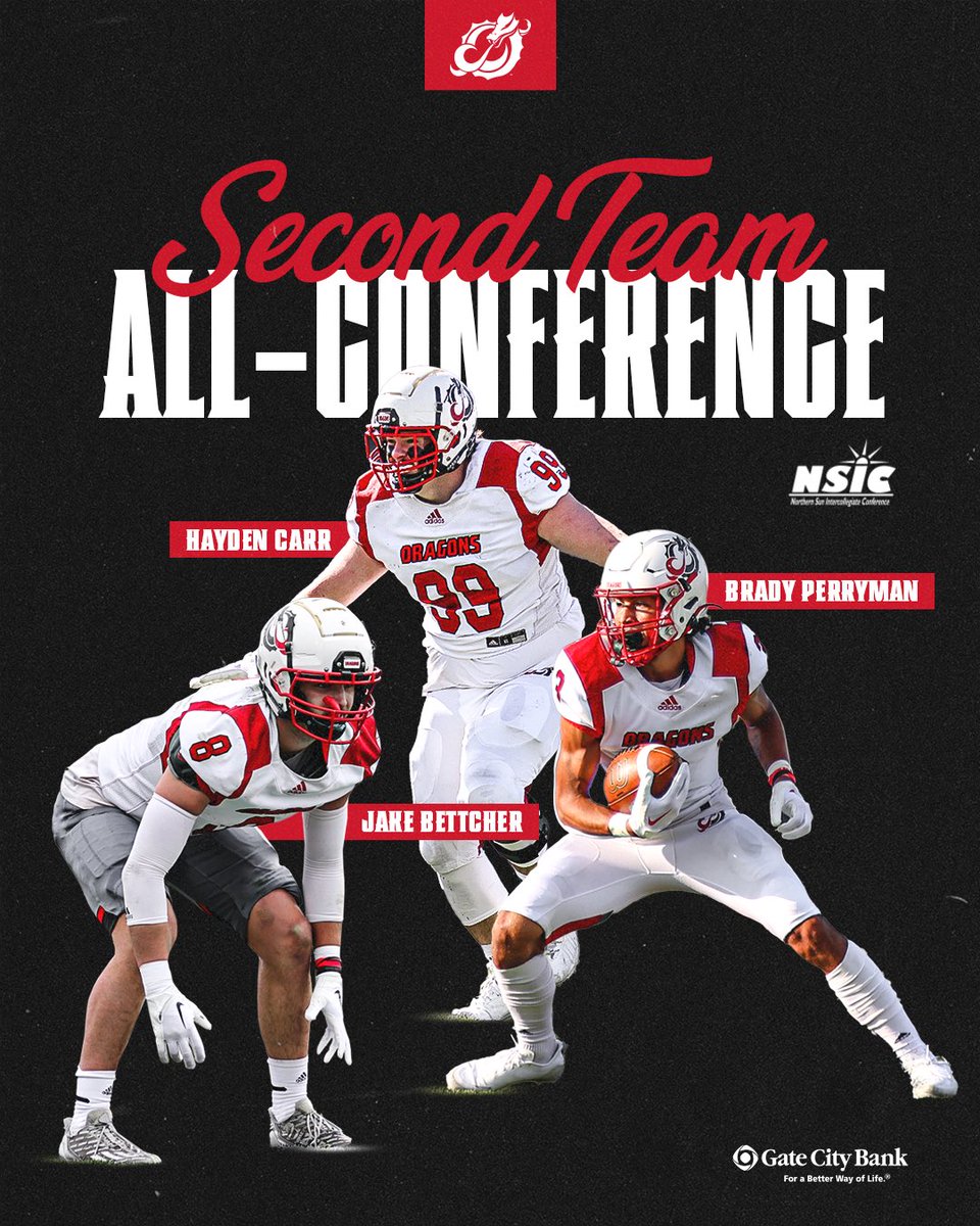 Second Team All-Conference 

- Brady Perryman - 53 rec. / 644 yards / 8 TDs
- Jake Bettcher - 61 TKLs / 5 INTs / 9 PBUs
- Hayden Carr - 24 TKLs / 4 sacks / 3 PBUs

#TheDragonWay