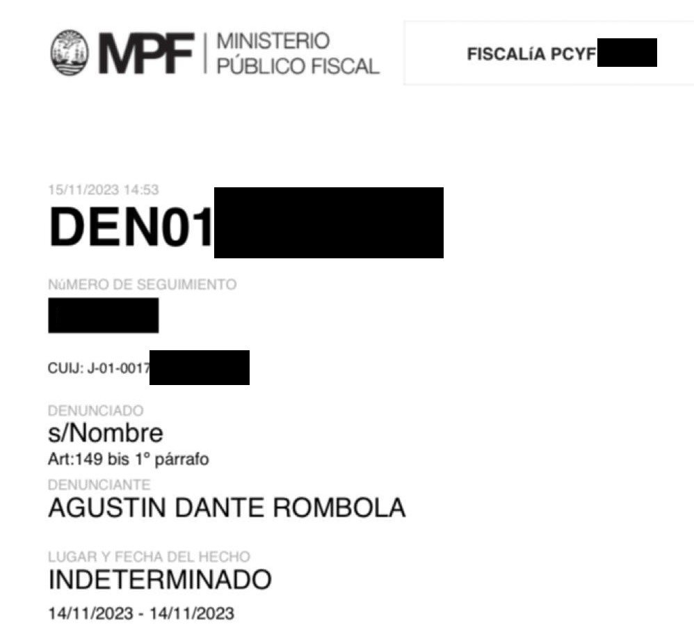 Quiero agradecer a los partidos (en especial, a la <a href="/UCRNacional/">Unión Cívica Radical</a>) y sus juventudes, a los periodistas, a referentes políticos, sociales y culturales y a la gente que me hizo llegar su apoyo, cariño y solidaridad.

La denuncia fue realizada.

Democracia para siempre. #NuncaMás.🇦🇷
