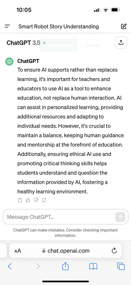 chasemitsuda's tweet image. @aiedu_org How do we ensure that AI supports and doesn’t supplant learning for students? #lsotf #lsotf2023