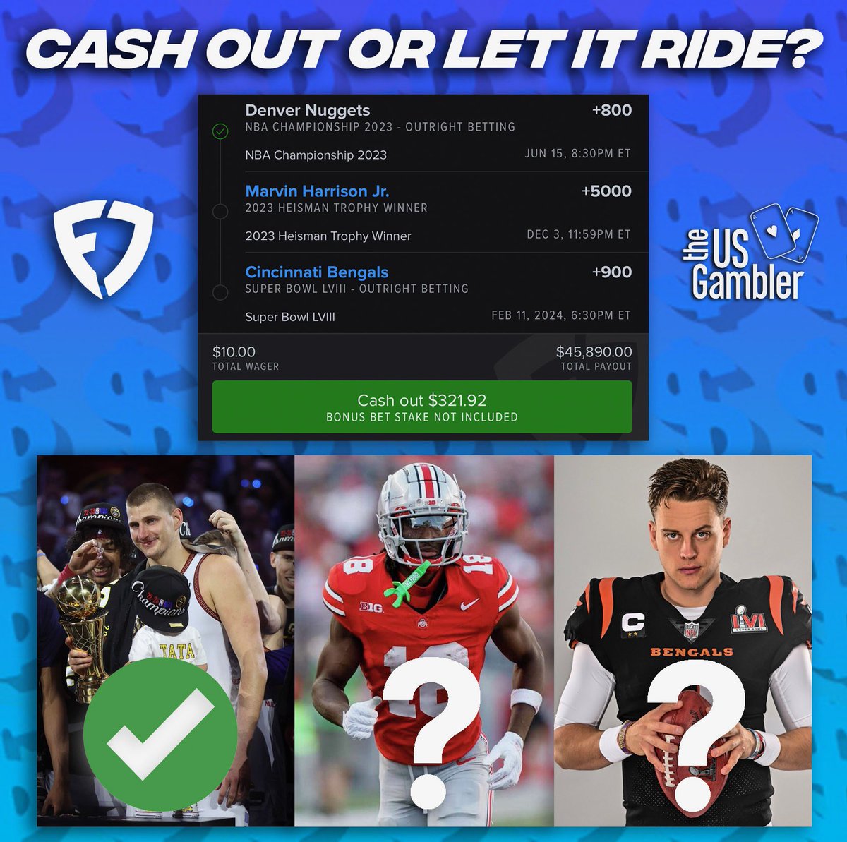 1-Leg down 2 to go. Are you cashing out or letting it ride⁉️

Sound off in the comments