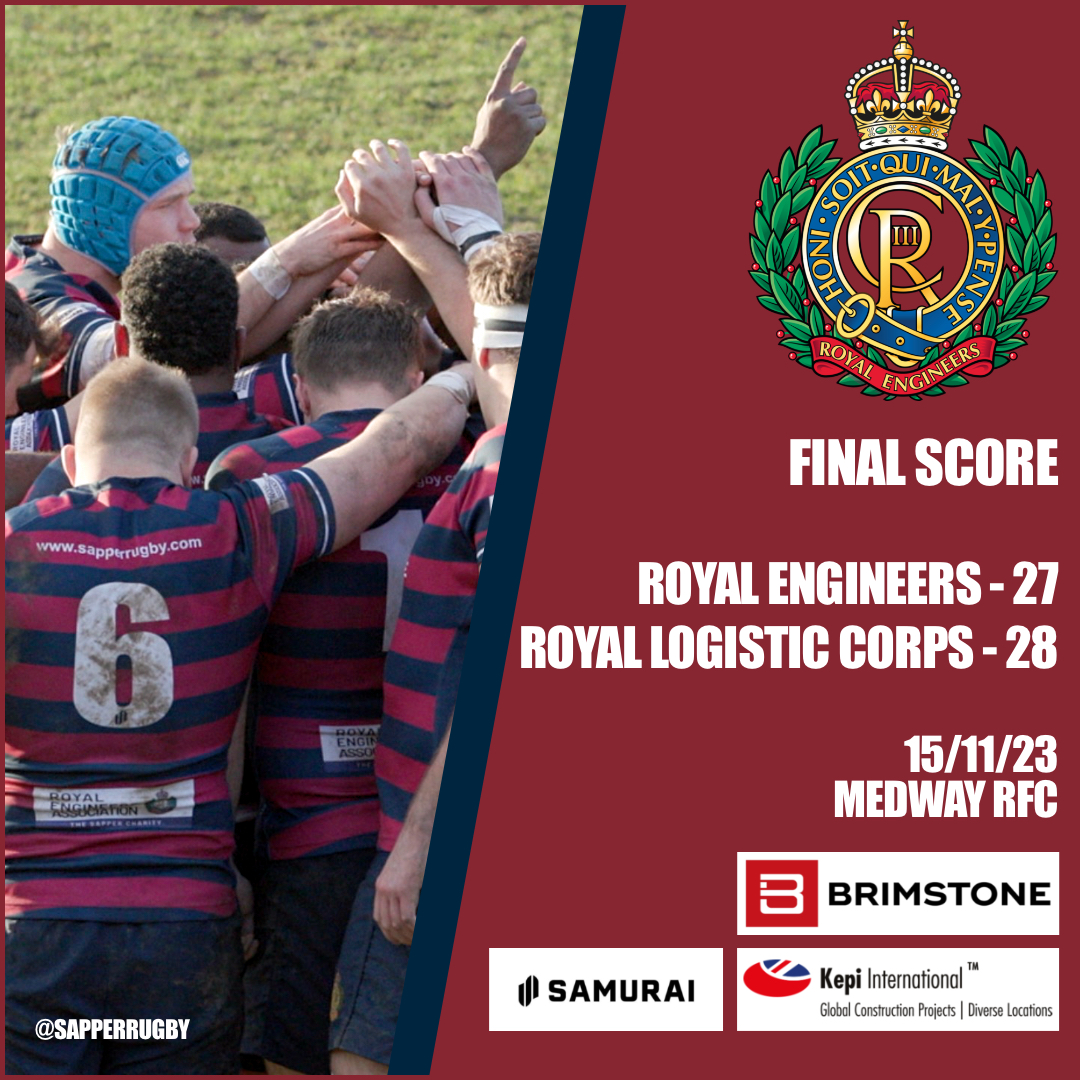 sapperrugby (@sapperrugby) on Twitter photo Final Score from today's game vs <a href="/RLCRugbyUnion/">RLC Rugby Union</a> in a close fought contest <a href="/MedwayRFC/">Medway RFC</a> The visitors taking the win in round 3 of the Army Rugby Union Corps Championship. #sappers #sapperfamily Final Score from today's game vs <a href="/RLCRugbyUnion/">RLC Rugby Union</a> in a close fought contest <a href="/MedwayRFC/">Medway RFC</a> The visitors taking the win in round 3 of the Army Rugby Union Corps Championship. #sappers #sapperfamily