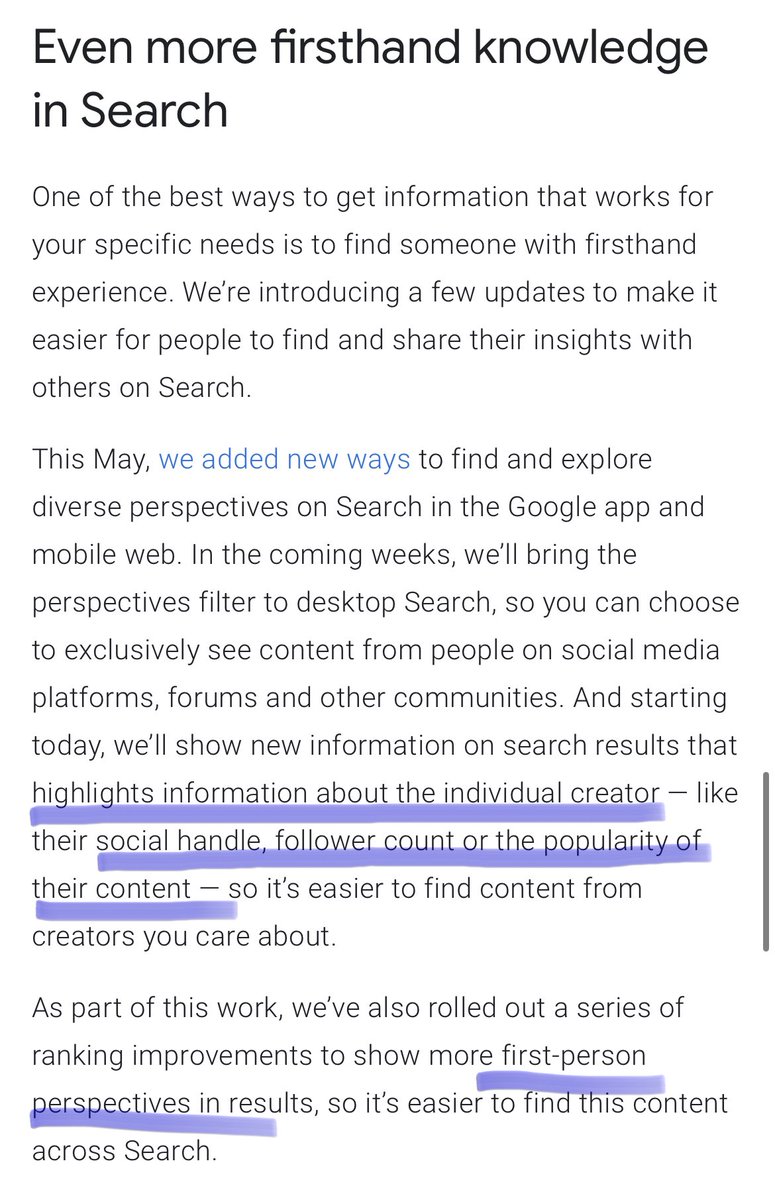 lilyraynyc's tweet photo. For years, many people have been asking “how can Google possibly know who authors are” or “can’t you just use fake author names” and I (and many others!) have been saying, also for years: “they are clearly trying to figure this out.”
Well, look what we have here. https://t.co/S3JQfmAqng