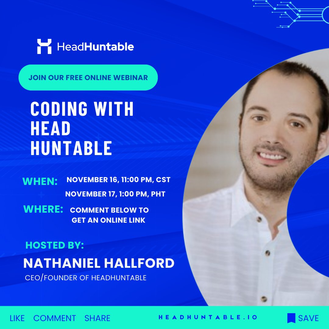 HeadHuntableio's tweet image. Ever wondered how to start a career in tech or enhance your coding skills?
Join us for an insightful and engaging session where learning meets opportunity!
#Headhuntable #HeadhuntableWebinar #CodingWebinar
#FreeTechEducation #LearnToCode #TechSkills