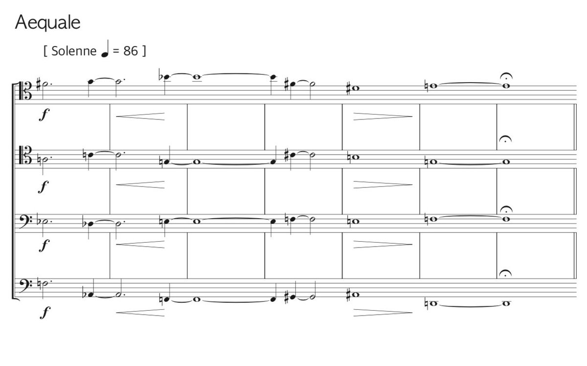 toddtarantino's tweet photo. Here's a short Aequale for Trombone Quartet, recently double-barred. Planning more in other tonal/ microtonal systems. What's an Aequale? Austrian funeral music, chorale-like. DM for a score. 🎶 #TromboneQuartet #NewMusic #Aequale #ComposerLife #CreativeProcess https://t.co/CE1jruDzJT