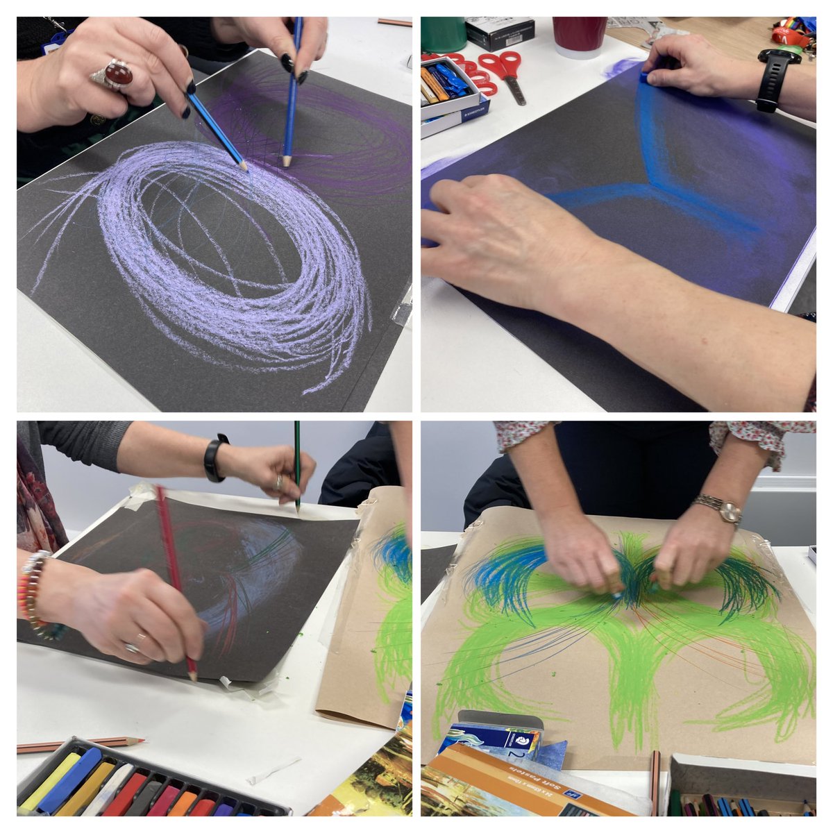 EmBarArtTherapy's tweet photo. Fantastic to connect with the CAMHS and Perinatal Arts Therapists today for CPD and reflection on ‘creating space’, bilateral drawing for emotional regulation and EMDR resourcing https://t.co/yU5tmNwH3g