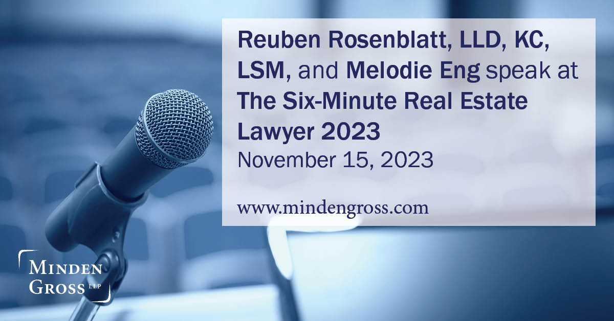 Minden Gross LLP (@mindengross) on Twitter photo Reuben Rosenblatt, LLD, KC, LSM, & Melodie Eng spoke at the Law Society of Ontario’s Six-Minute Real Estate Lawyer 2023 where they offered key insights on the latest developments in #CommercialRealEstate and #CommercialLeasing.
Learn more: tinyurl.com/4bb773mx
<a href="/LawSocietyLSO/">Law Society of Ontario</a> Reuben Rosenblatt, LLD, KC, LSM, & Melodie Eng spoke at the Law Society of Ontario’s Six-Minute Real Estate Lawyer 2023 where they offered key insights on the latest developments in #CommercialRealEstate and #CommercialLeasing.
Learn more: tinyurl.com/4bb773mx
<a href="/LawSocietyLSO/">Law Society of Ontario</a>