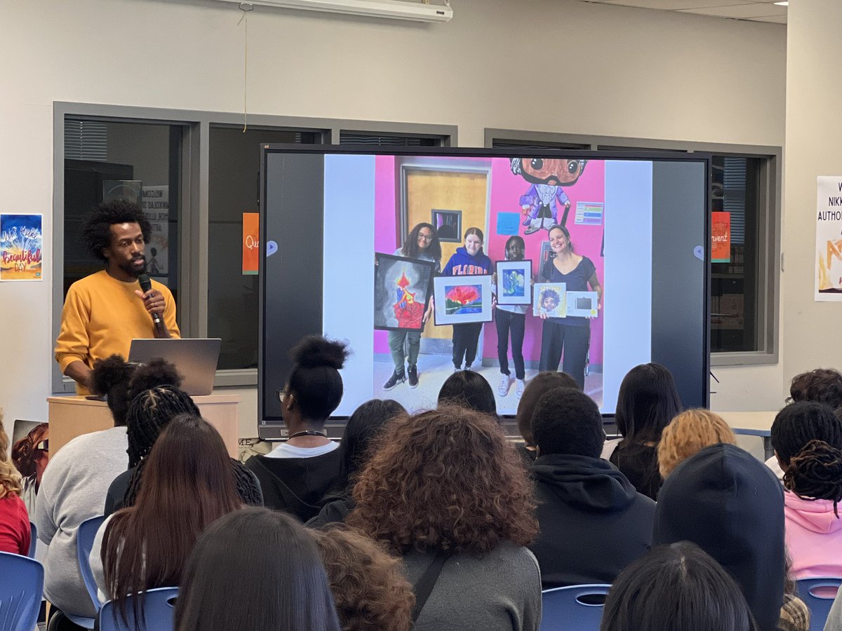 DrEMJaime89's tweet photo. What an AMAZING visit with @4NIKKOLAS #TheArtivist๐ @Ike9_AISD!! Thank you @DenoHarrisArt @liberryninja and @NewmanKaileigh for this opportunity for our Eagles ๐ค๐๐ฆ
๐๐ค#SwoopSwoop @Darrell88Ross https://t.co/wD6AR9Cmxo