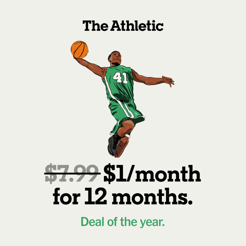 TheAthletic's tweet photo. Breaking sports news and year-round coverage for an unbeatable price. Join The Athletic for just $1/month for 12 months.