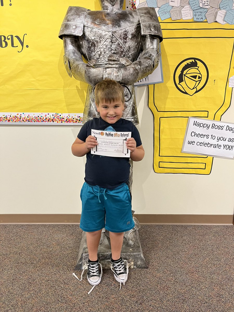 David earned a Positive Office Referral today for living The Knights’ Way! #KnightsofNewell