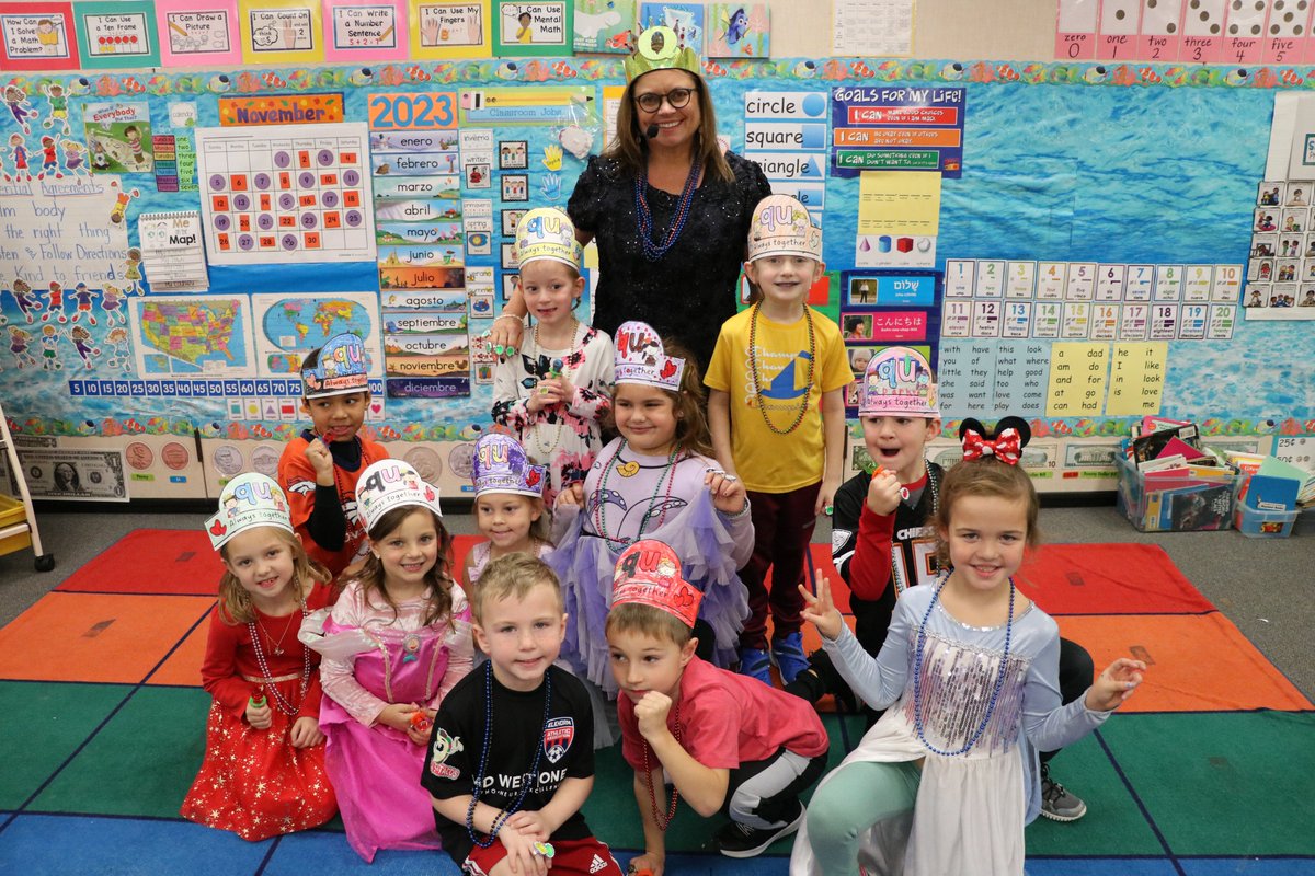 Kindergarten Queens and Quarterbacks <a href="/BlackElkEagles/">Black Elk Elementary</a> prepping for the "Marriage of Q &amp; U" event this afternoon.