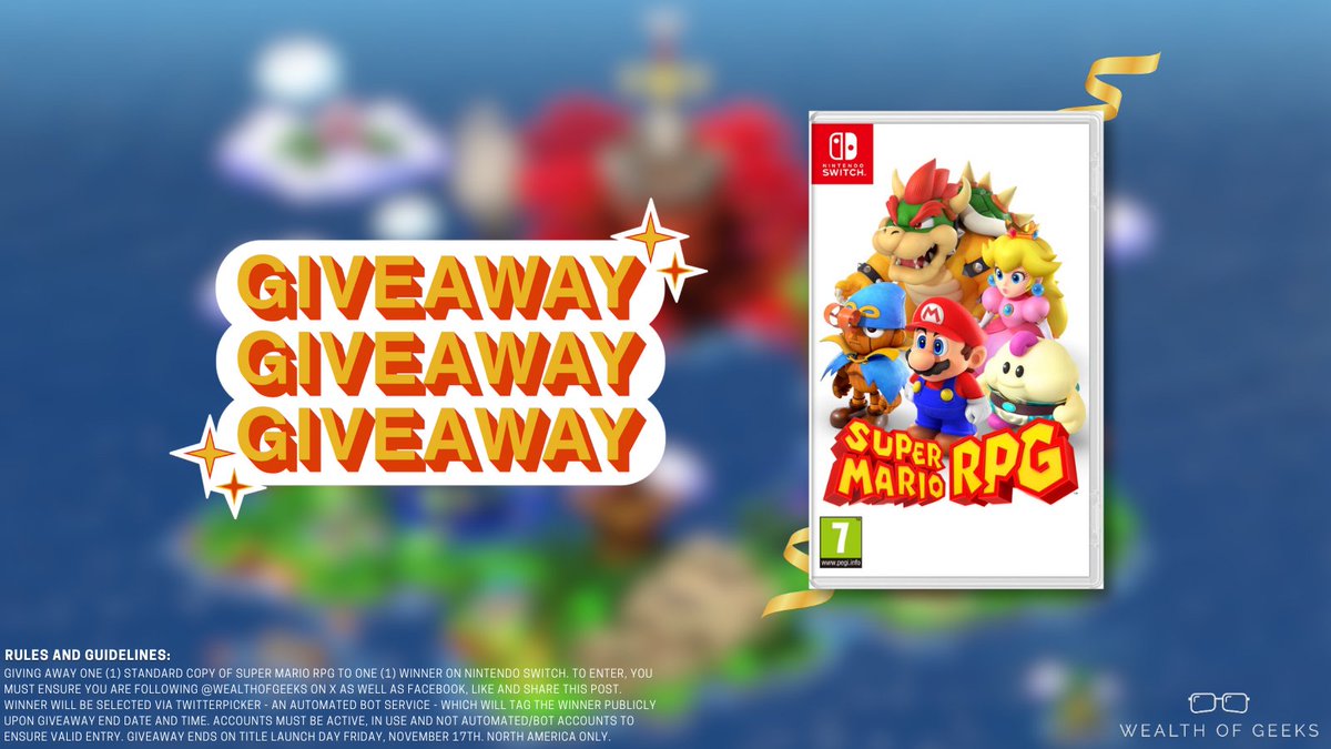 Wealth of Geeks is giving away one (1) copy of Super Mario RPG on Nintendo Switch! To enter:
- Like and RT this post
- Follow <a href="/wealthofgeeks/">Wealth of Geeks</a> on X
- Follow us on Facebook: facebook.com/wealthofgeeks

Winner will be publicly chosen on launch day, this Friday November 17th. Good luck!