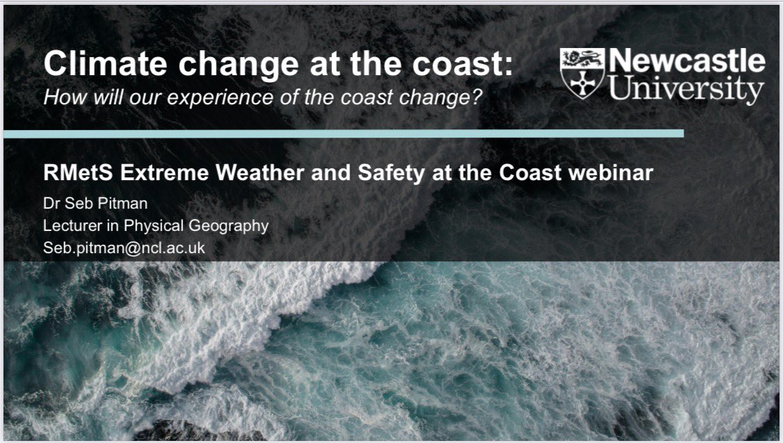 Join me tomorrow for a talk at the @RMetS Extreme Weather and Safety at the Coast webinar for a look at how climate might change our interactions with the beach - register here: rmets.org/event/extreme-… @NCL_Geography @NCLPhysGeog