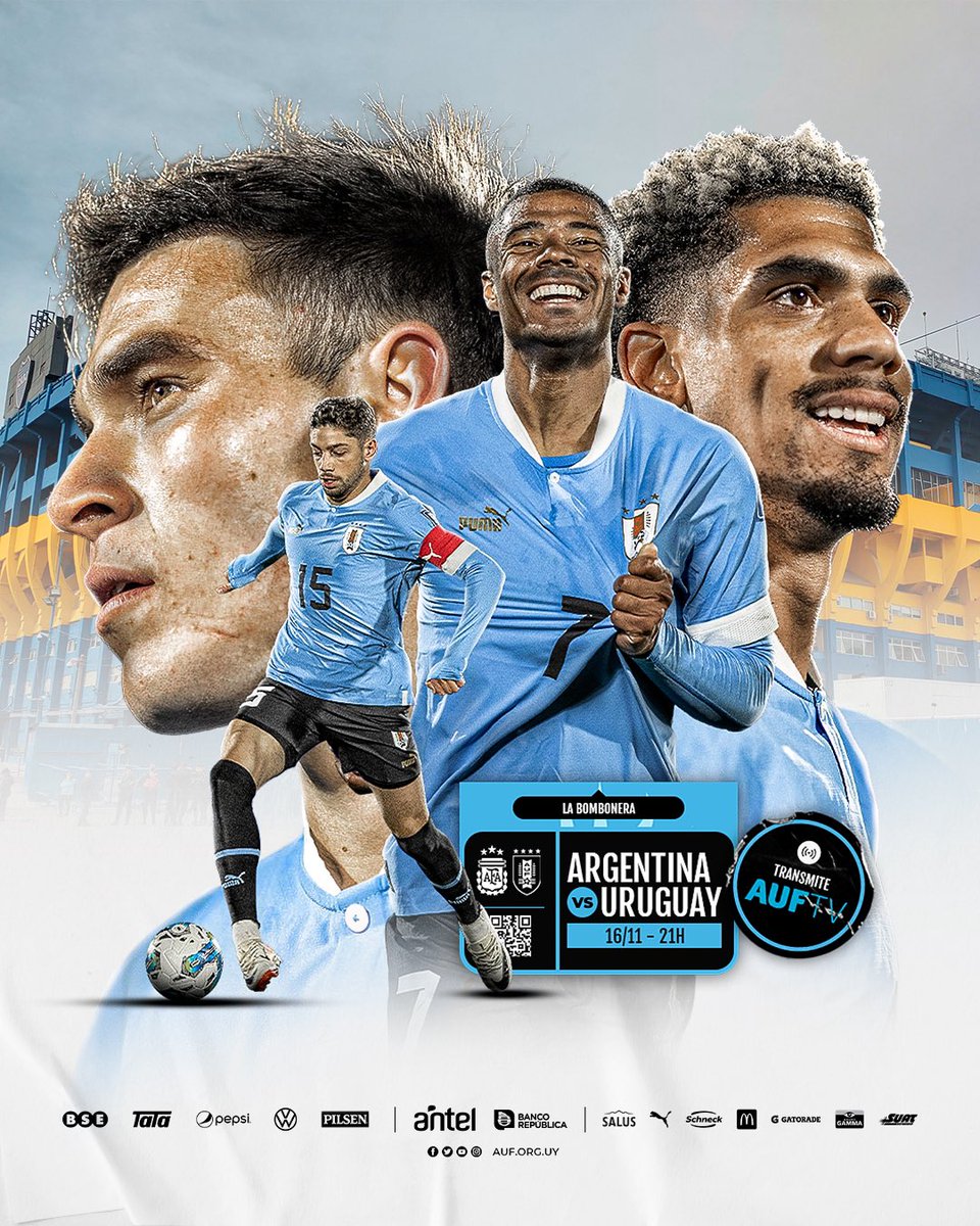 🇺🇾 ¡𝗛𝗢𝗬 𝗝𝗨𝗘𝗚𝗔 𝗨𝗥𝗨𝗚𝗨𝗔𝗬! 🆚 Argentina 🕞 21h 🏟️ La  Bombonera 📺 AUF.tv #ElEquipoQueNosUne