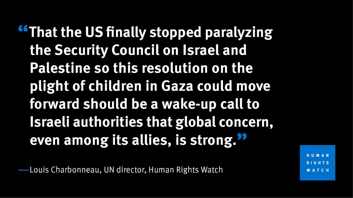 loucharbon's tweet photo. 🚨 #BREAKING - UN Security Council just passed a resolution focused on the plight of children in #Gaza! US abstained, which enabled the resolution to be adopted.
There were 12 votes in favor, none against, 3 abstentions (US, UK, Russia)
@hrw's reaction in a short thread 🧵 https://t.co/dPNf3FJrpA