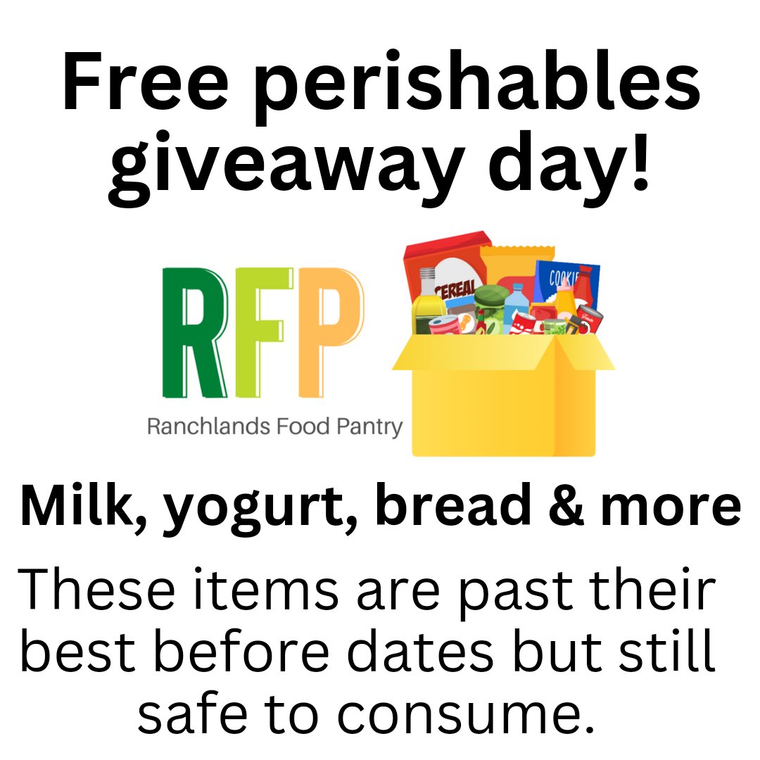 Perishables giveaway happening tonight! 
5pm to 6pm in the kitchen