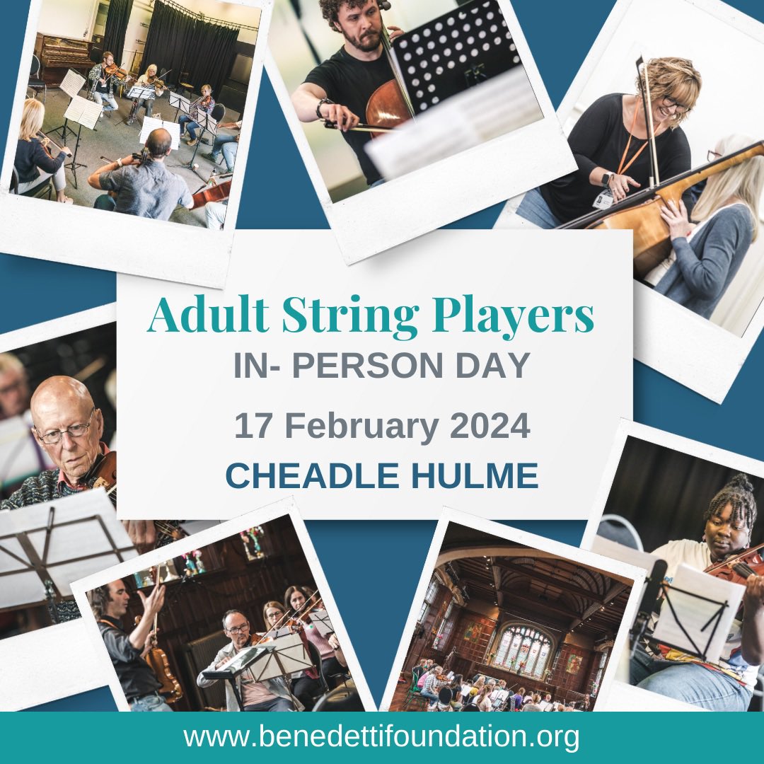 🎻Calling Adult String Players 🎶

Registration is open for the 1st Adult String Players Days of 2024. 

Sat 27 Jan - Leatherhead, Surrey 
Sat 17 Feb - Cheadle Hulme, Stockport 

Full details: benedettifoundation.org/adults

<a href="/MakingMusic_UK/">Making Music UK</a> <a href="/AlexLaing/">Alex Laing</a> <a href="/cliftondotcom/">Clifton Harrison</a> <a href="/AliceKent0/">Alice Kent</a>