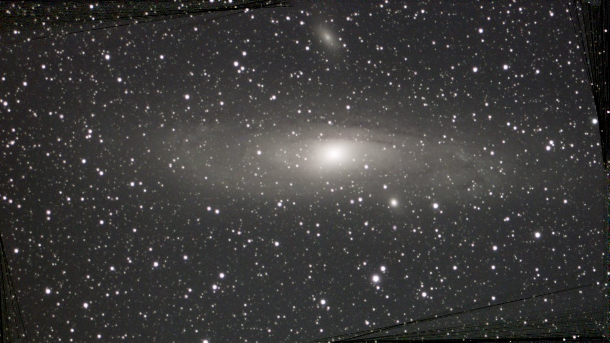 After watching too many <a href="/DeepSkyVideos/">Deep Sky Videos</a> I bought a #dwarf2 for my son and I and after an hour out of the box here is Andromeda. Backyard, light pollution, no editing. Very excited.