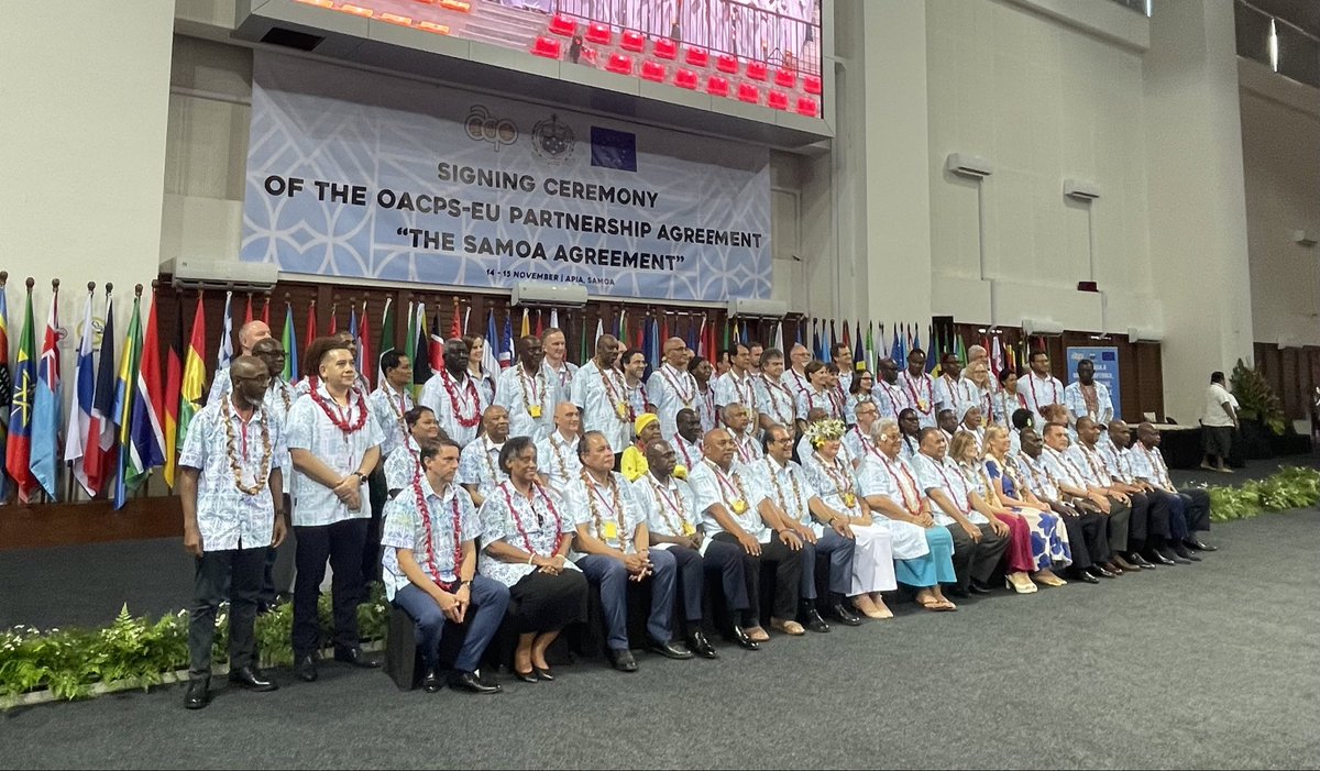 BPlinkertEU's tweet image. A true privilege to witness the signing of the momentous #SamoaAgreement in Apia on 15 November 2023, starting a new era of multilateralism and partnership between the #EU and African, Caribbean and Pacific countries.
