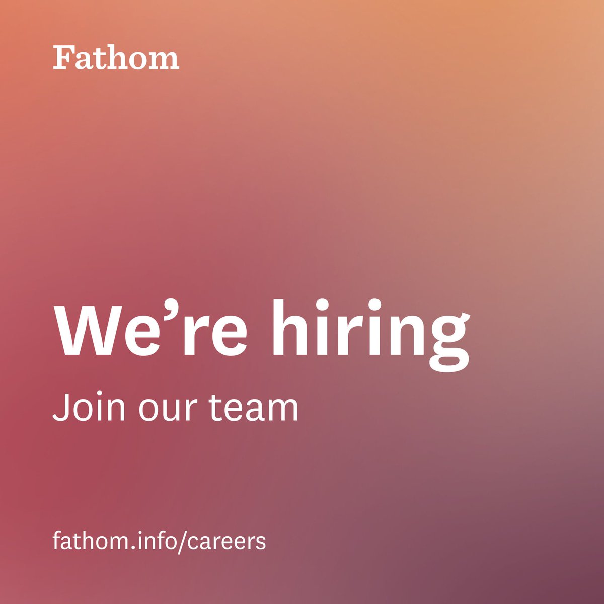 fathominfo's tweet image. We’re always looking for curious and motivated candidates from a wide range of disciplines and backgrounds to join our team!

New on our website: C++ Developer, Client Services Lead, and Business Development Lead. Take a look at our updated careers page: fathom.info/careers