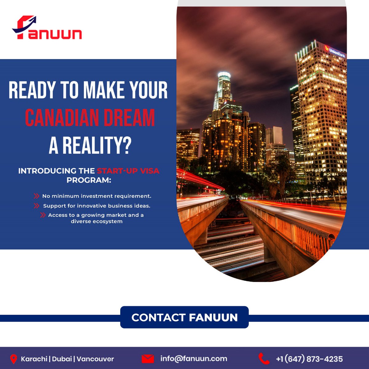 FANUUNcon's tweet photo. 🍁 Step into Canada's entrepreneurial world with FANUUN's Start-Up Visa Program! 🇨🇦

#FANUUN #CanadianDream #Startupvisa #entrepreneurship #toronto https://t.co/hZrzsn987t