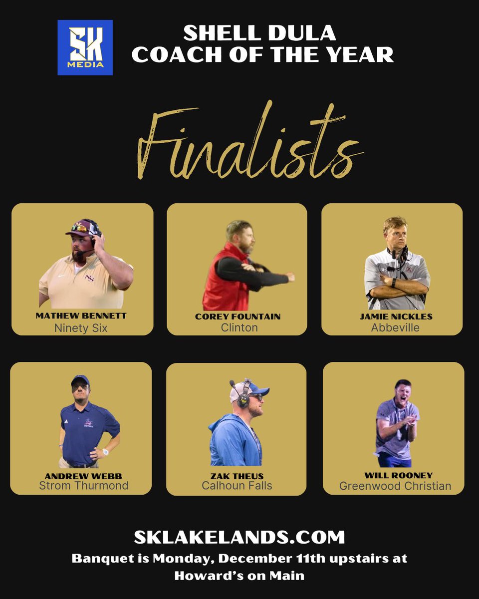 Here are semi-finalists for the Shell Dula Coach of the Year Award! @CoachBennett32, @CoreyFountain6, @CoachNickles, @awwebb12, @theus_zak, and @willrooney11