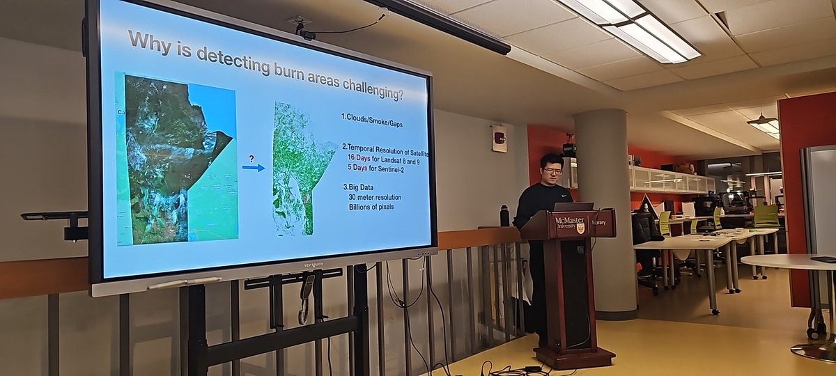 Dr Zilong Zheng from <a href="/AlemuGonsamo/">Alemu Gonsamo</a> research lab presenting work on the 2023 wildfires.