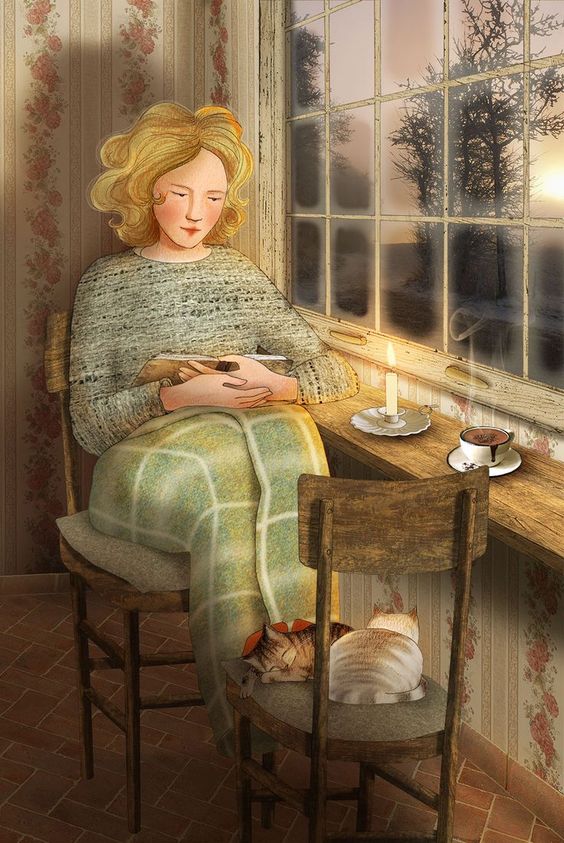 Books have always been my home. They are places of safety, places of belonging, places of hiding from the world, finding myself, & finding the world again. (art by Bettina Baldassari)