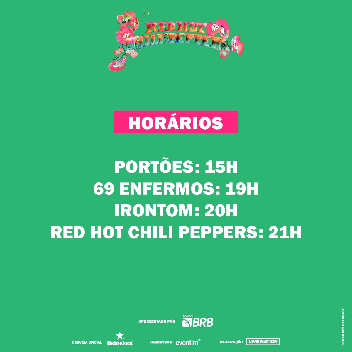 LiveNationBR's tweet photo. A Arena do Grêmio está prestes a vivenciar um show histórico, dia 16/11, do #RedHotChiliPeppers, com #IronTom e #69Enfermos como convidados especiais! Não fique de fora dessa e arrasta pro lado para saber todas as informações 🌶️ https://t.co/rkU6v1WbTi