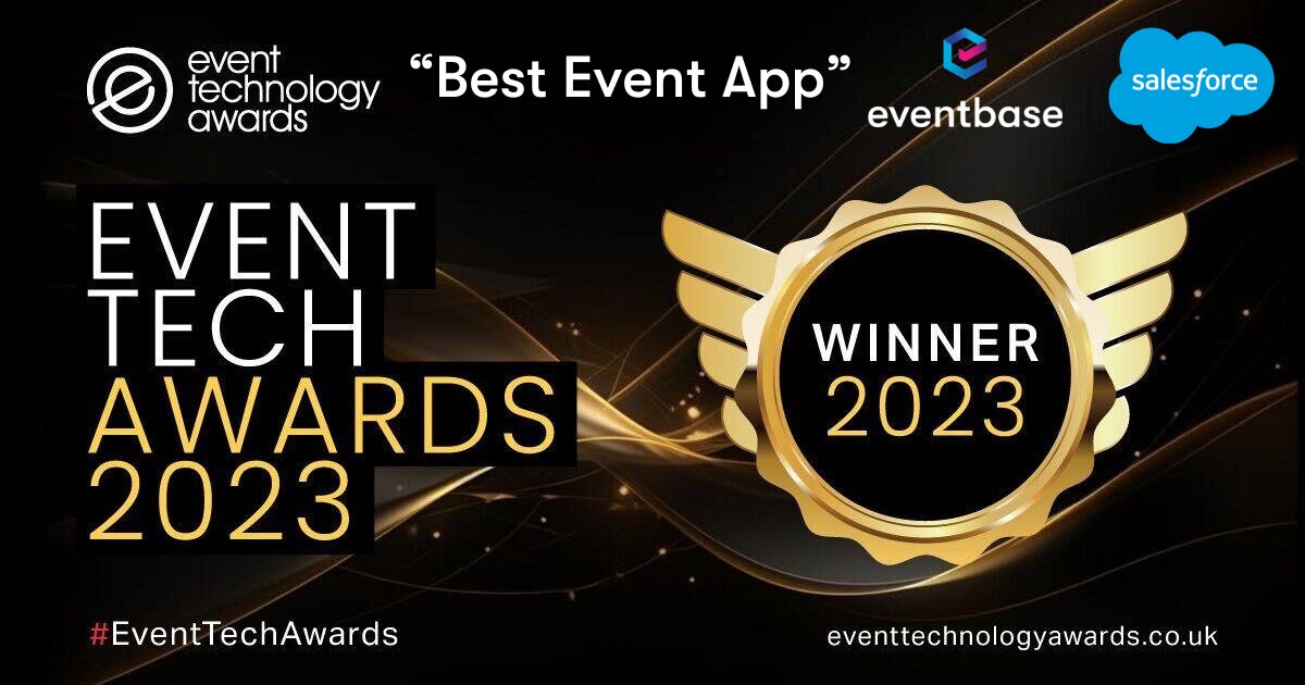 EventbaseTech's tweet image. We’re thrilled that Eventbase and @salesforce have won “Best Event App” at the 2023 @EventTechAwards! 🎉
Thank you to the Salesforce Events Team and our team for making this possible. We're beyond proud to continue setting the gold standard in event app tech! #ETLLondon23