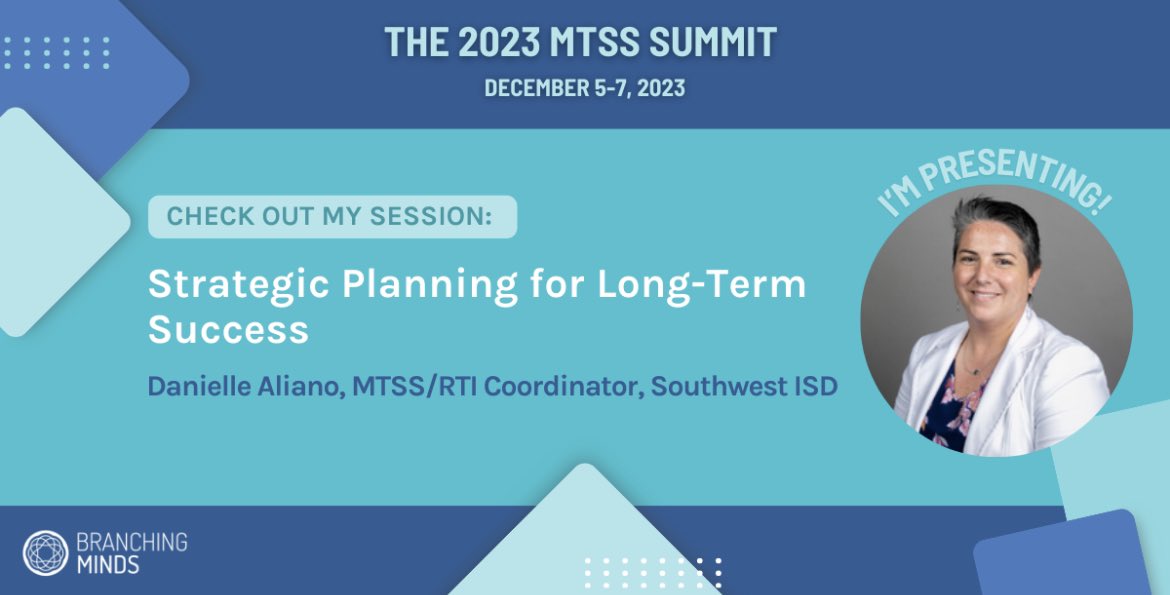 MsDAliano's tweet photo. I’m presenting at the @BranchingMinds 2023 Virtual MTSS Summit!  Excited to bring the latest strategies for empowering K-12 educators and supporting ALL students. Join me https://t.co/p2YjvOry04 #K12 #MTSSsummit #EquitableEducation #StudentSuccess #BranchingMinds https://t.co/XTPN1zpkBY