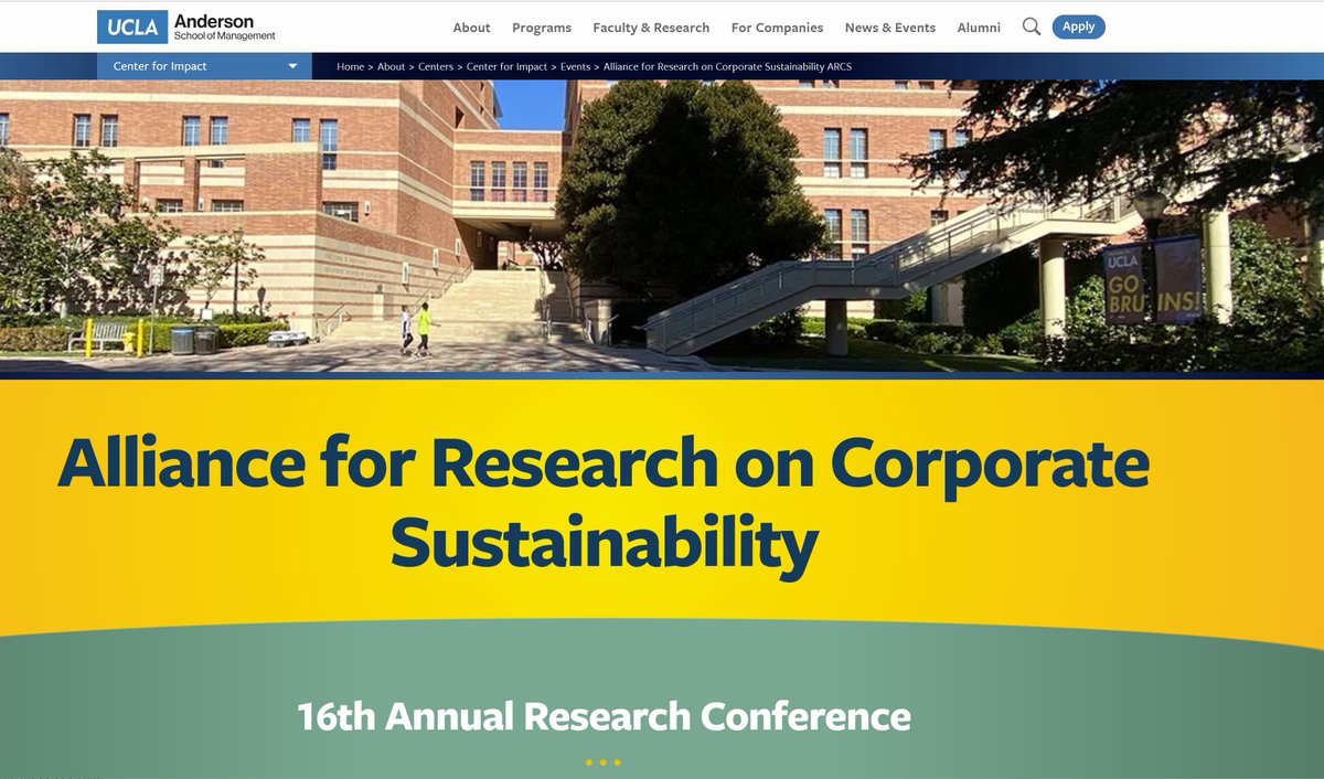 Join us at the 2024 Annual Research Conference of the Alliance for Research on Corporate Sustainability (ARCS)🌱! Hosted by the UCLA Anderson School of Management in sunny Los Angeles from June 2-5, 2024. 🔗tinyurl.com/ucla-anderson - Submit your papers now!
