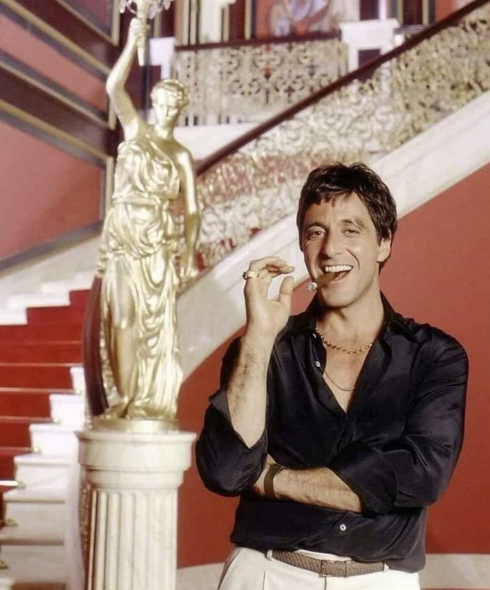 Al Pacino as Tony Montana in Scarface, 1983. 

Scarface is one of Al Pacino's most memorable cinematic performances, and the film certainly has a lot of memorable quotes as well. Here are some of my favorites:

- 'All I Have In This World Is My Balls And My Word, And I Don't