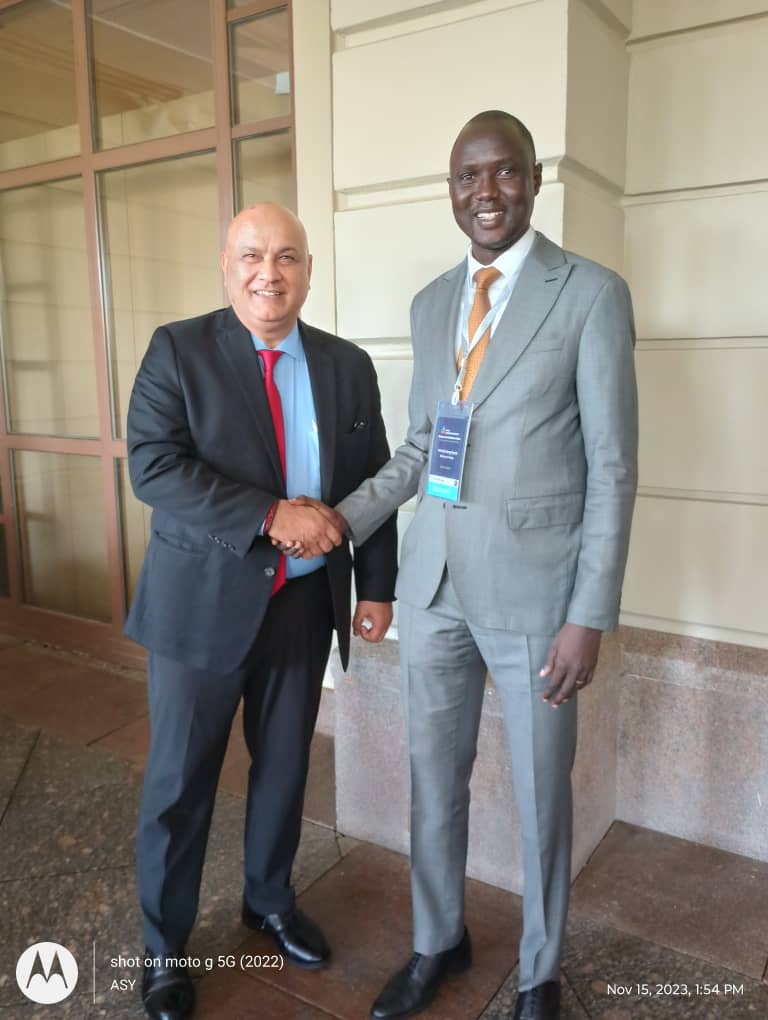 PalMai8's tweet photo. It was a great pleasure meeting the World Bank  Global Director Saroj Kumar Jha in Addis during the WASH Leadership summit, which has armed us with thoughts and knowledge on how to achieve universal access to water, sanitation, and hygiene for all. https://t.co/L0gnsaOLrL