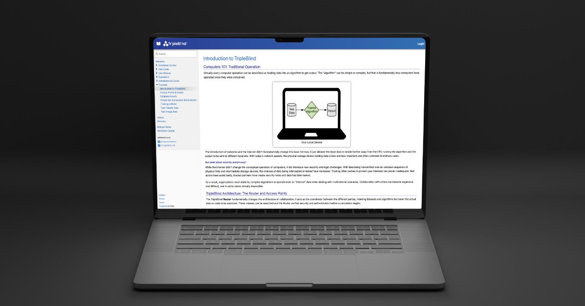 TripleBlind (@tripleblindai) on Twitter photo New to <a href="/TripleBlindAI/">TripleBlind</a>? Head on over to our #developer portal for Computers 101: Traditional Operation, an introduction to our platform. 🖥️ dev.tripleblind.app/portal/docs/tu…  #devlife #algorithm #security #privacy New to <a href="/TripleBlindAI/">TripleBlind</a>? Head on over to our #developer portal for Computers 101: Traditional Operation, an introduction to our platform. 🖥️ dev.tripleblind.app/portal/docs/tu…  #devlife #algorithm #security #privacy