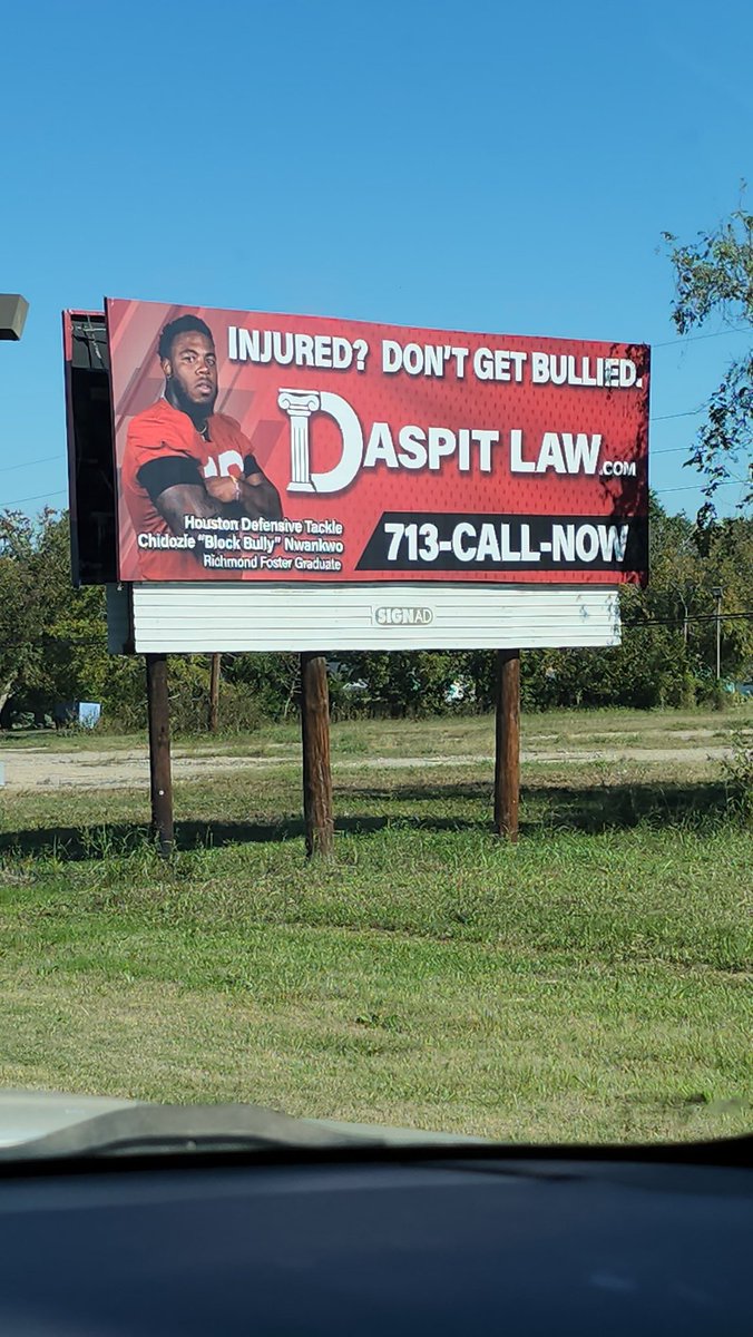 newdaybigsub's tweet photo. I SEE U BIG MUSCLE 💥💥💥 @ChidozieNwankw ... (CHEST OUT)GOT ME CHEESING LIKE A BITCH AT MY BABY BOYS @DaspitLaw BILLBOARD IN THE RICHMOND AREA ON 90HWY ... (TO LIT) #TIWWD #10DOT #BLOCKBULLY 🚫 @UHCOUGARFB @UHCougars @AYanez_5 @fbheraldsports @FosterFootball @joeagleason https://t.co/2IRbBiRk49