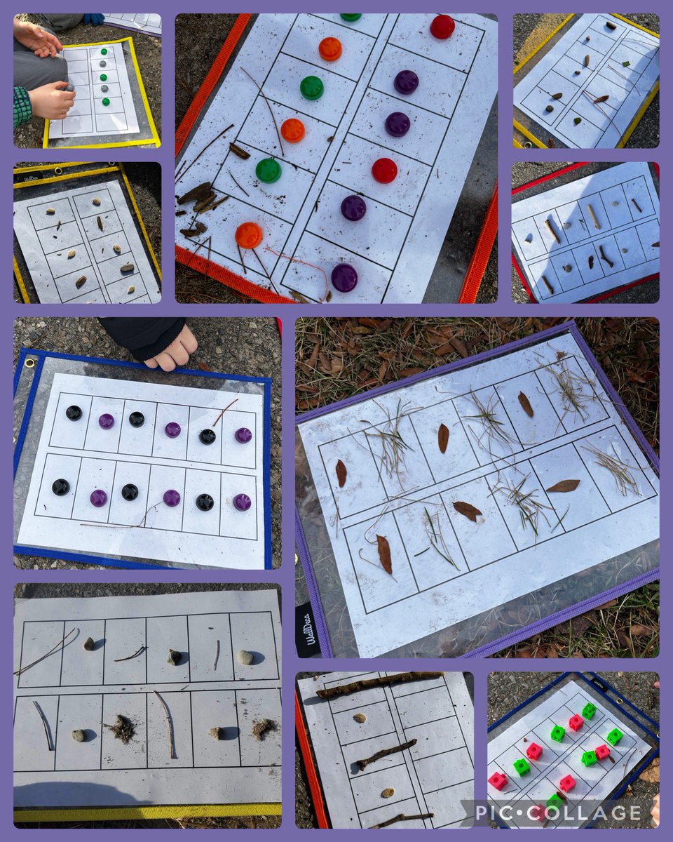 Playing with patterns! Can you spot our AB, ABC and AAB patterns made from blocks and items found in nature? <a href="/PEPanthersLND/">Princess Elizabeth PS</a> <a href="/TVDSBKinder/">TVDSBKindergarten</a> #OutdoorEd