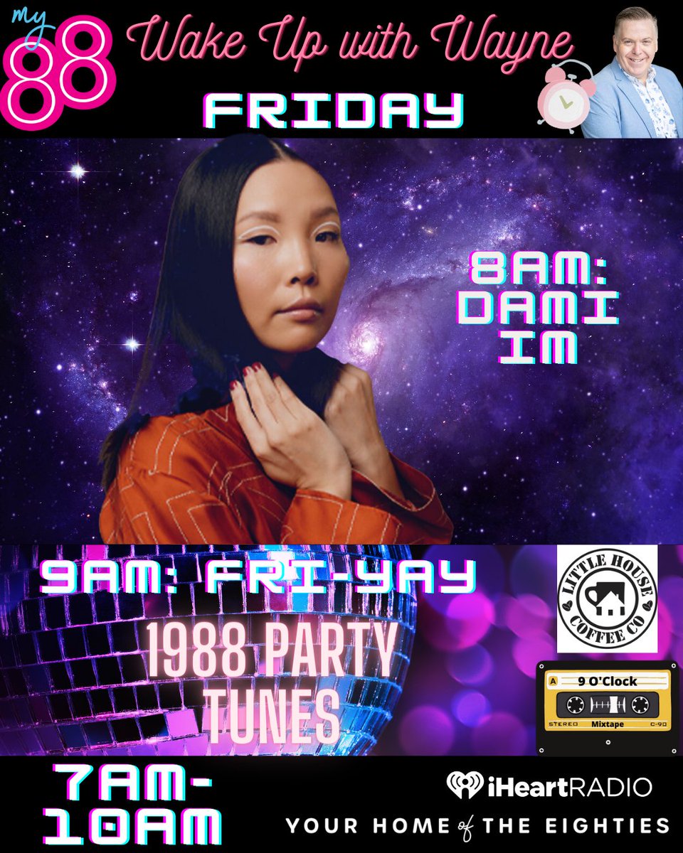 My88_FM's tweet photo. Tomorrow on brekky:
8am: Music icon and Masked Singer Australia winner #DamiIm before her Saturday gig at the Joan
#9OClockMixTape (#FriYay thanks to Little House Coffee Co.): Party songs from 1988 - what track do you hope to hear?
Stream: https://t.co/bqfAV4r1N5 https://t.co/e97UGpbrNZ